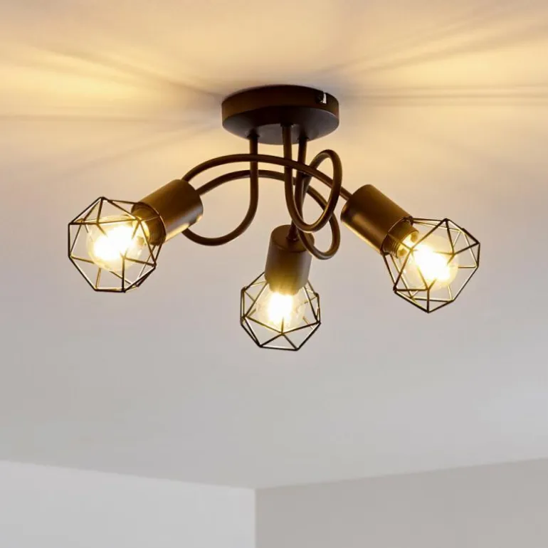 Plafonnier Baripada Noir, 3 lumières