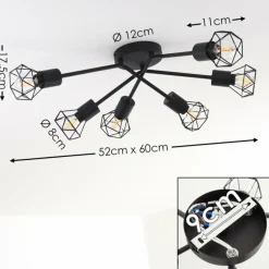 Plafonnier Baripada Noir, 6 lumières