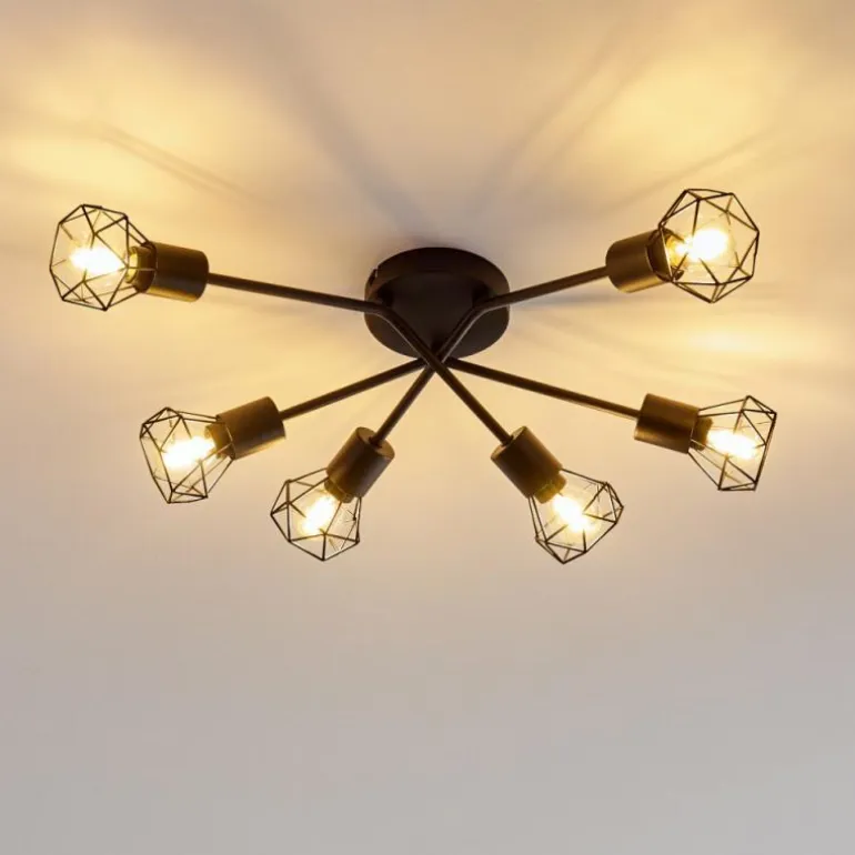 Plafonnier Baripada Noir, 6 lumières