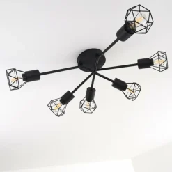 Plafonnier Baripada Noir, 6 lumières