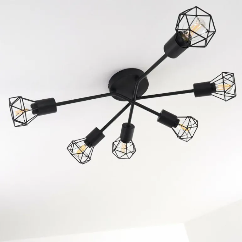 Plafonnier Baripada Noir, 6 lumières