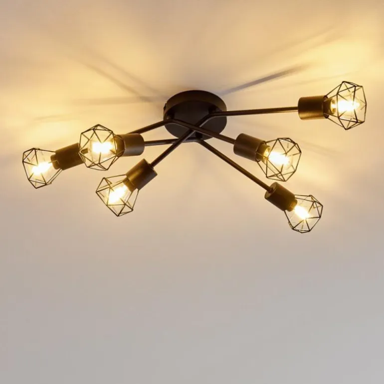 Plafonnier Baripada Noir, 6 lumières