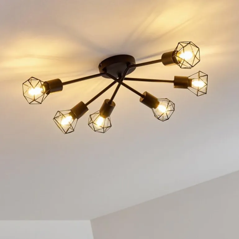 Plafonnier Baripada Noir, 6 lumières