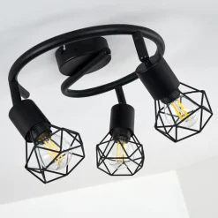 Plafonnier Baripada Noir, 3 lumières