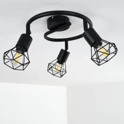 Plafonnier Baripada Noir, 3 lumières