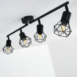 Plafonnier Baripada Noir, 4 lumières