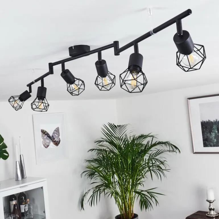 Plafonnier Baripada Noir, 6 lumières