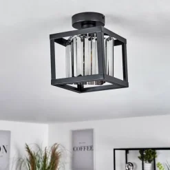 Plafonnier Barracon Noir, 1 lumière