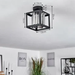 Plafonnier Barracon Noir, 1 lumière