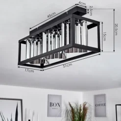 Plafonnier Barracon Noir, 3 lumières