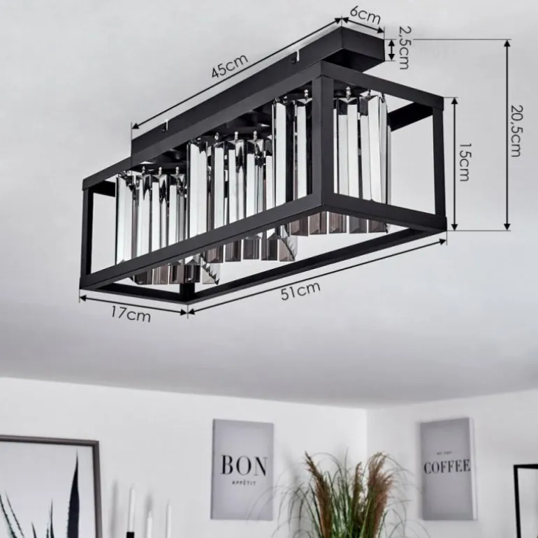 Plafonnier Barracon Noir, 3 lumières