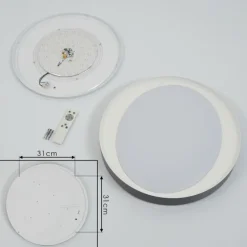 Plafonnier Beade LED Gris, Blanc, 1 lumière, Télécommandes, Changeur de couleurs