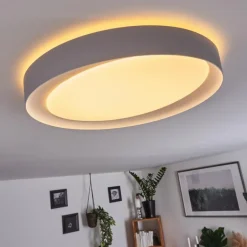 Plafonnier Beade LED Gris, Blanc, 1 lumière, Télécommandes, Changeur de couleurs