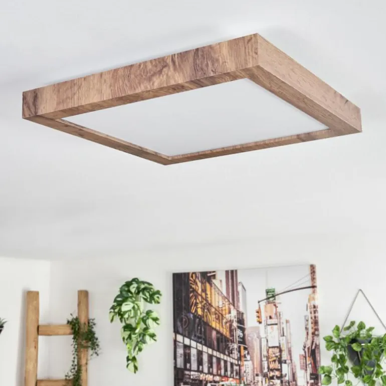 Plafonnier Bealeton LED Brun, Couleur bois, 1 lumière