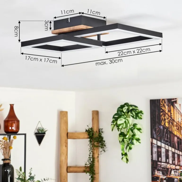 Plafonnier Bealo LED Brun, Couleur bois, 1 lumière
