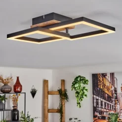 Plafonnier Bealo LED Brun, Couleur bois, 1 lumière