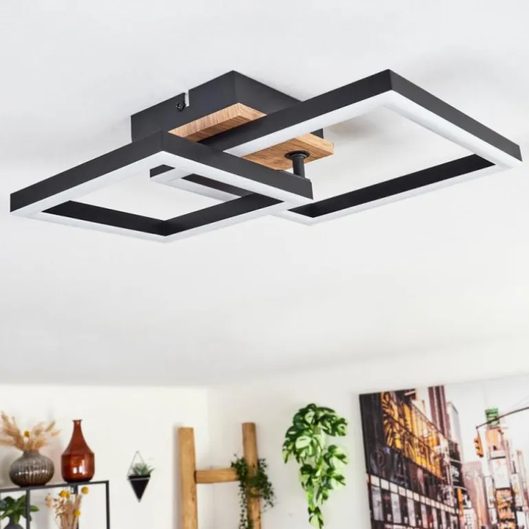 Plafonnier Bealo LED Brun, Couleur bois, 1 lumière