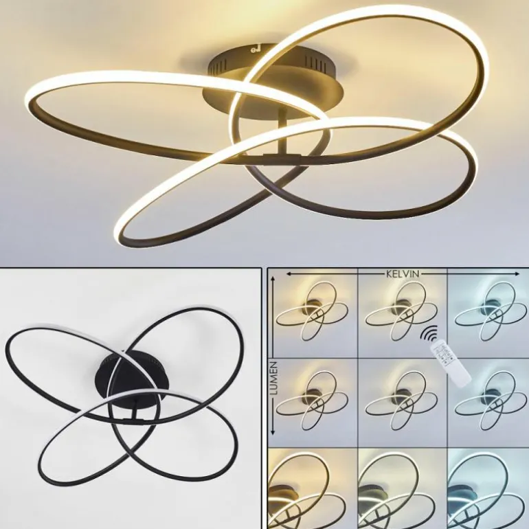 Plafonnier Belgorod LED Noir, Blanc, 1 lumière, Télécommandes