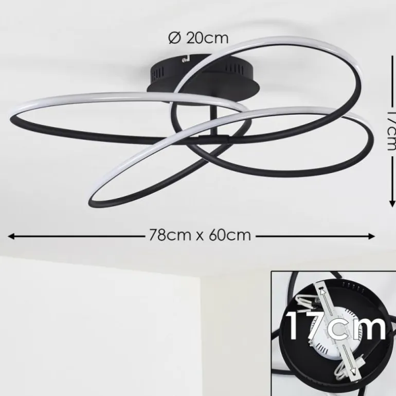 Plafonnier Belgorod LED Noir, Blanc, 1 lumière, Télécommandes