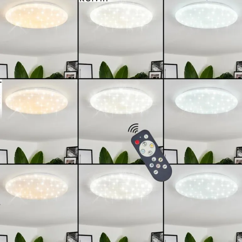 Plafonnier Benifla LED Blanc, 1 lumière, Télécommandes