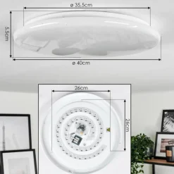 Plafonnier Benifla LED Blanc, 1 lumière, Télécommandes