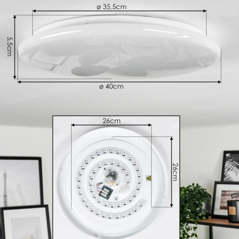 Plafonnier Benifla LED Blanc, 1 lumière, Télécommandes