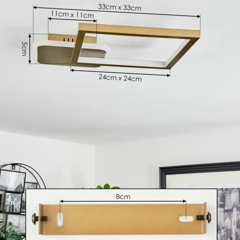 Plafonnier Bina LED Laiton, 1 lumière, Télécommandes