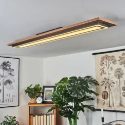 Plafonnier Blandford LED Brun, Couleur bois, Noir, 2 lumières, Télécommandes