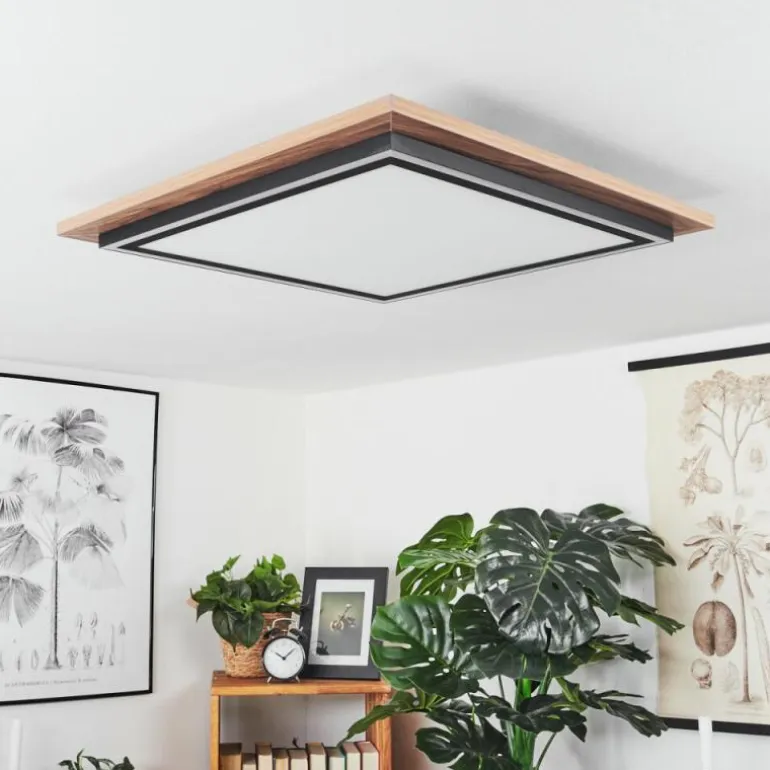 Plafonnier Blandford LED Brun, Couleur bois, 2 lumières, Télécommandes