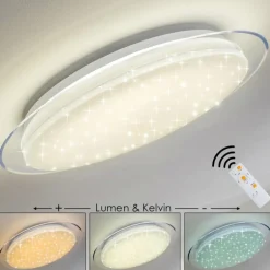 Plafonnier Bleik LED Blanc, 1 lumière, Télécommandes