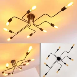 Plafonnier Bogno Noir, 8 lumières