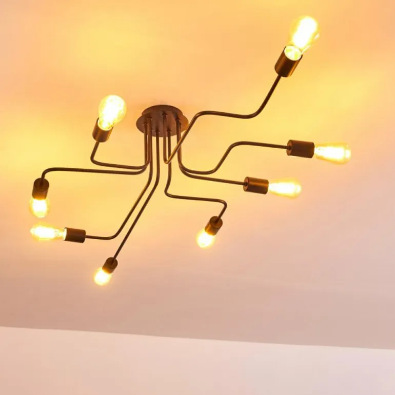 Plafonnier Bogno Noir, 8 lumières