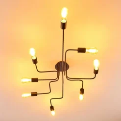 Plafonnier Bogno Noir, 8 lumières