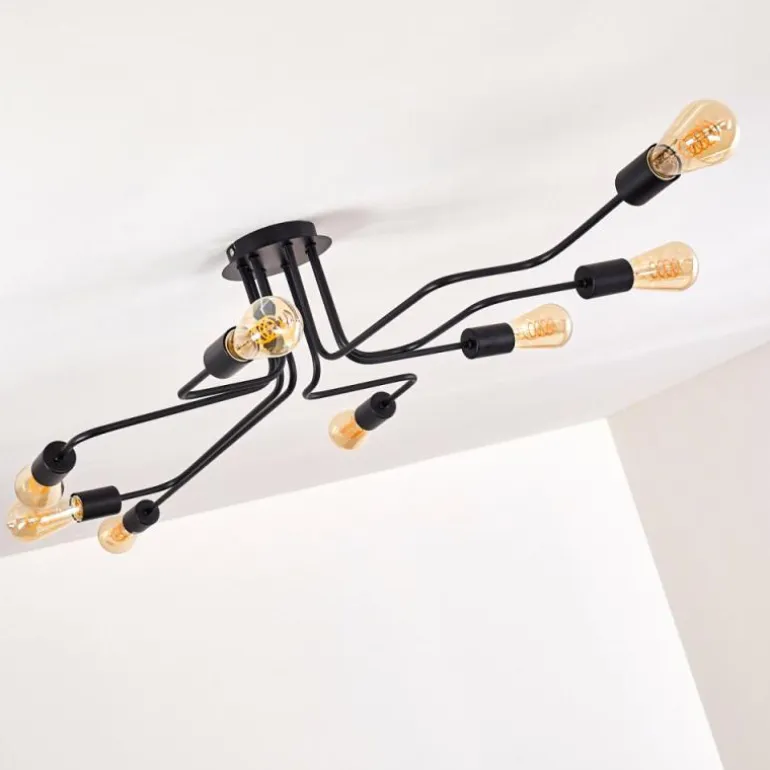 Plafonnier Bogno Noir, 8 lumières