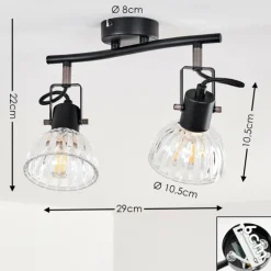 Plafonnier Bohemia Noir, 2 lumières
