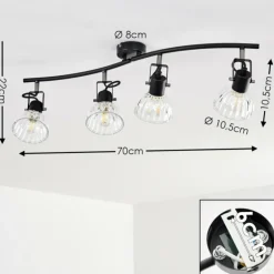 Plafonnier Bohemia Noir, 4 lumières