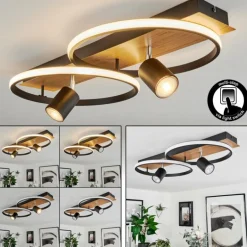 Plafonnier Boim LED Couleur bois, Noir, 3 lumières