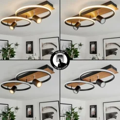 Plafonnier Boim LED Couleur bois, Noir, 3 lumières