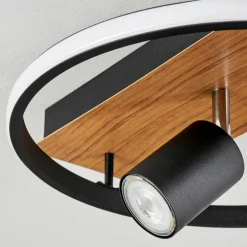 Plafonnier Boim LED Couleur bois, Noir, 3 lumières