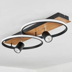 Plafonnier Boim LED Couleur bois, Noir, 3 lumières