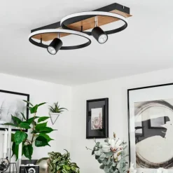 Plafonnier Boim LED Couleur bois, Noir, 3 lumières