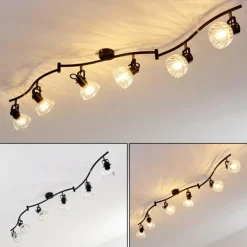 Plafonnier Bois Noir, 6 lumières