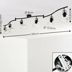 Plafonnier Bois Noir, 6 lumières
