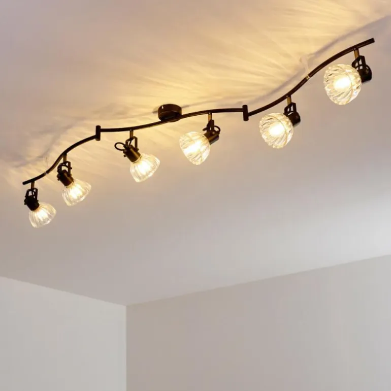 Plafonnier Bois Noir, 6 lumières