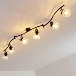 Plafonnier Bois Noir, 6 lumières