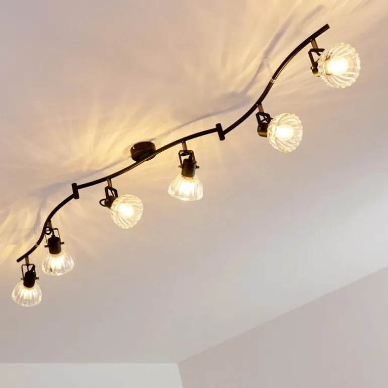 Plafonnier Bois Noir, 6 lumières