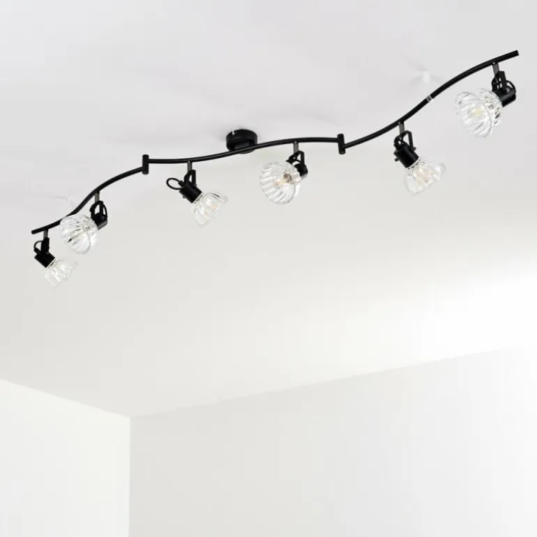 Plafonnier Bois Noir, 6 lumières