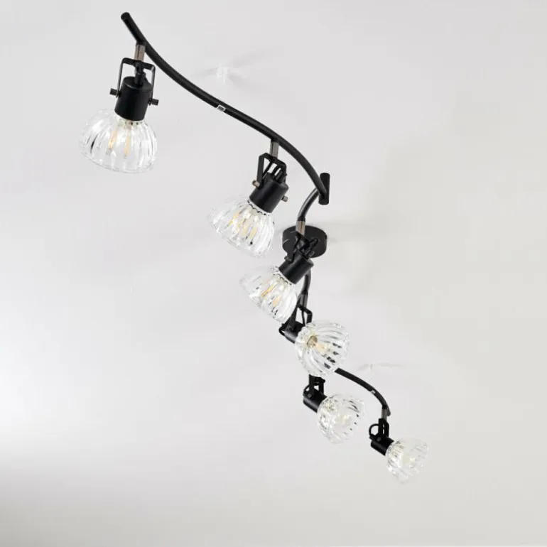 Plafonnier Bois Noir, 6 lumières
