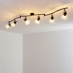Plafonnier Bois Noir, 6 lumières