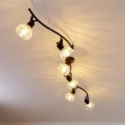 Plafonnier Bois Noir, 6 lumières